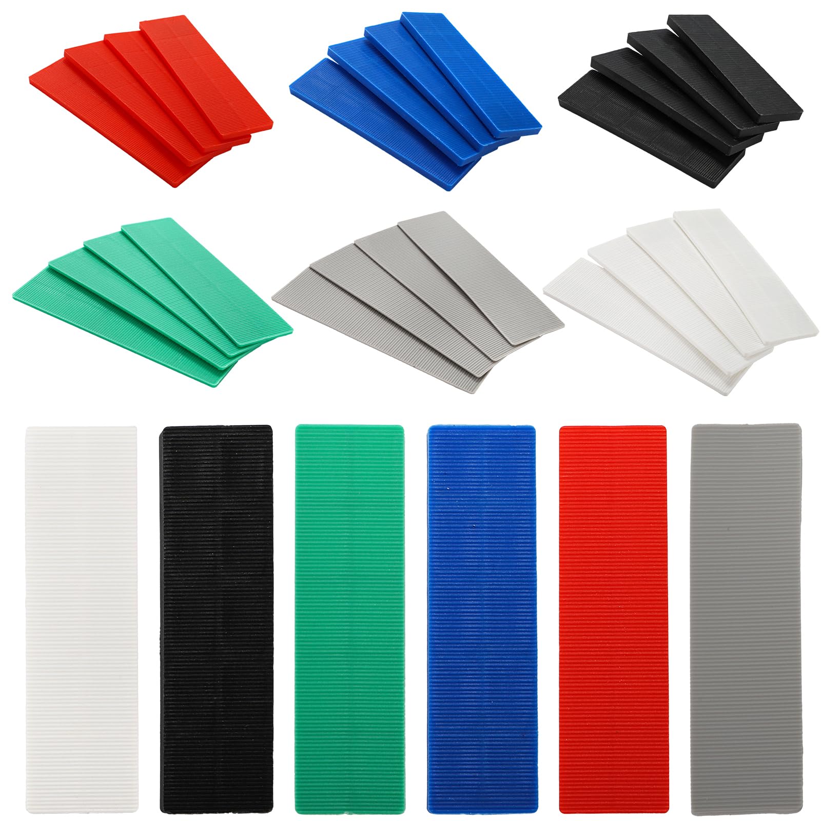 Okllen 300 Pcs Plastic Flat Shims for Leveling, 6 Size Structural